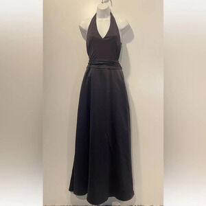 Jim‎ Hjelm Occasions Gray Silky Satin Formal Gown Dress Womens Size 10